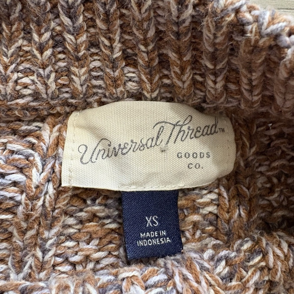 Universal Threads Goods Co. Women's Sz XS Brown Beige Chunky Knit Sweater Cozy - Picture 6 of 7